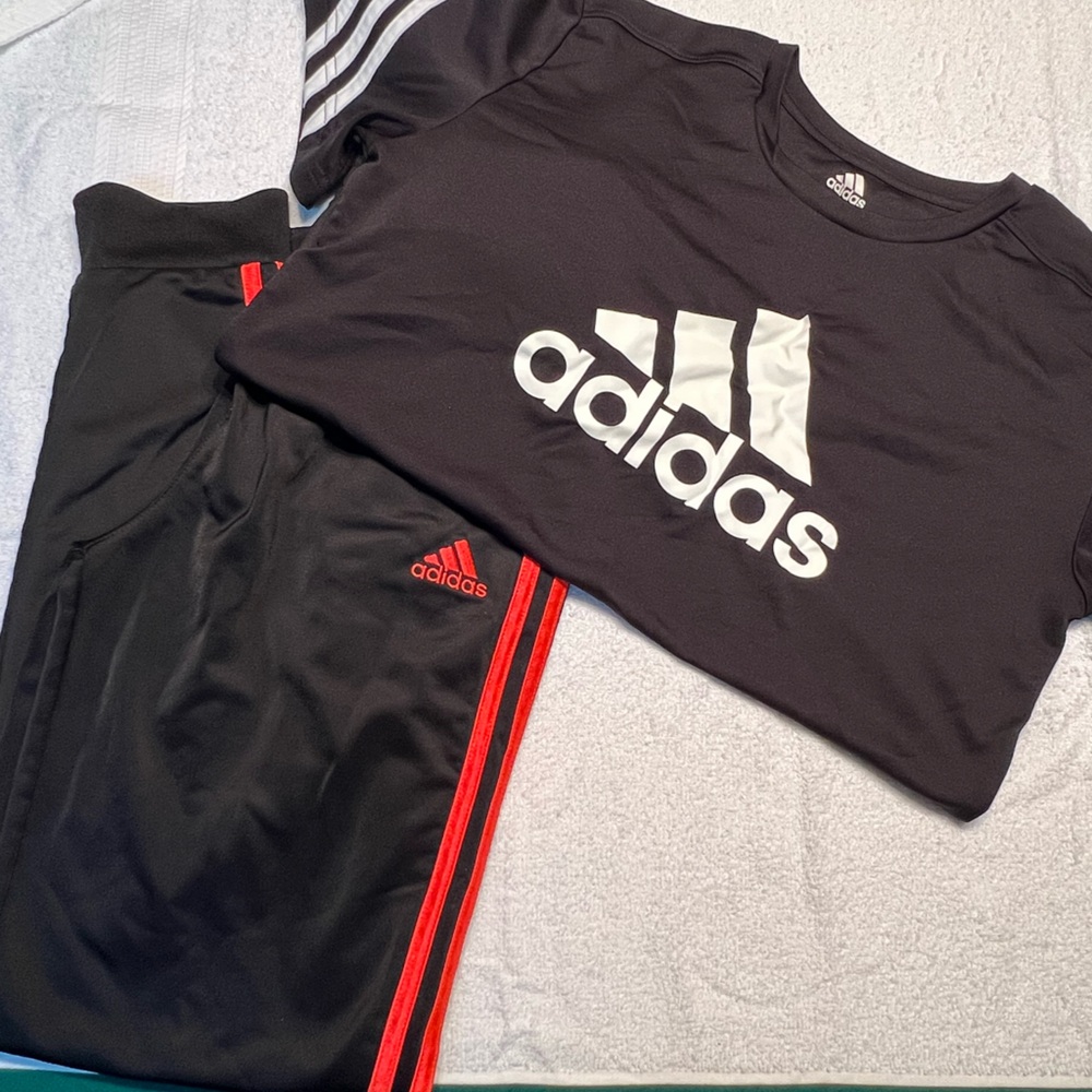 BUNDLE! Adidas Kids Black Joggers with Red Stripes